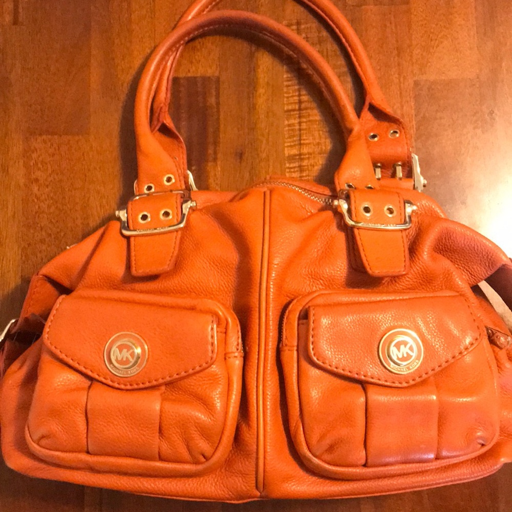 Michael Kors Orange Leather Double Pocket Bag